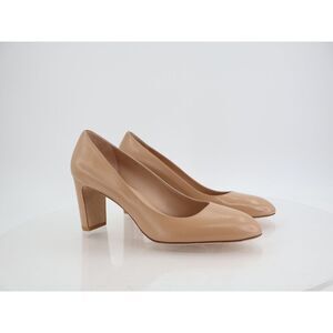 Stuart Weitzman Vida 75 Pump Dune Nude Beige Size 11B Leather Block Heel Career